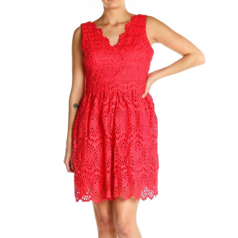 Adrianna papell Pink Lace Bohemian Fit & Flare Dress